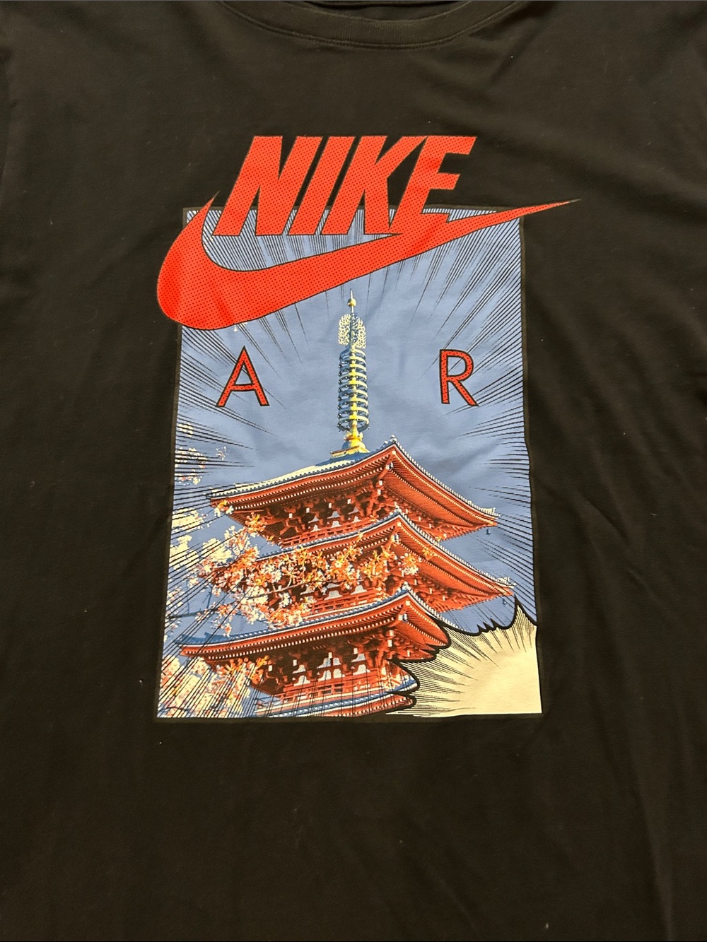 Nike Red and Blue Pagoda Graphic Print